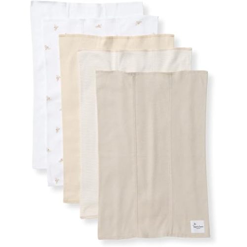 Burt's Bees Baby Burp Cloths, 100% Organic Cotton Extra Absorbent Soft Fabric, Large Drool Cloths 17 x 11.75 in, 5-Pack