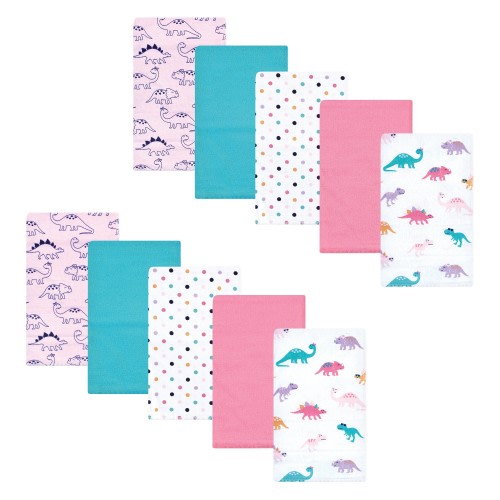 Hudson Baby Infant Girl Cotton Flannel Burp Cloths, Cuteasaurus, One Size - Cuteasaurus - One Size