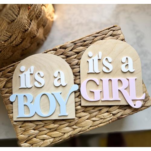 It’s a Boy & It’s a Girl Wooden Announcement Sign | Baby Blue or Pink Birth Reveal Prop | Newborn Hospital Photo Prop | Gender Reveal Sign
