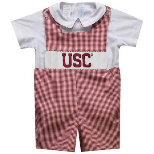 South Carolina Gamecocks Vive La Fete Infant Gingham Jon Jon Romper - Garnet