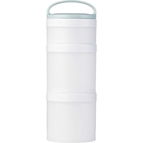 Whiskware Stackable Snack Containers for Kids and Toddlers, 3 Stackable Snack Cups for School and Travel, White and Grey - 1/3 cup+1 cup+1 cup - WWSTACK3