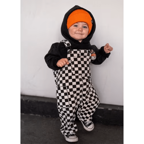 Classic Checkered Overalls - Black | Little Trouble