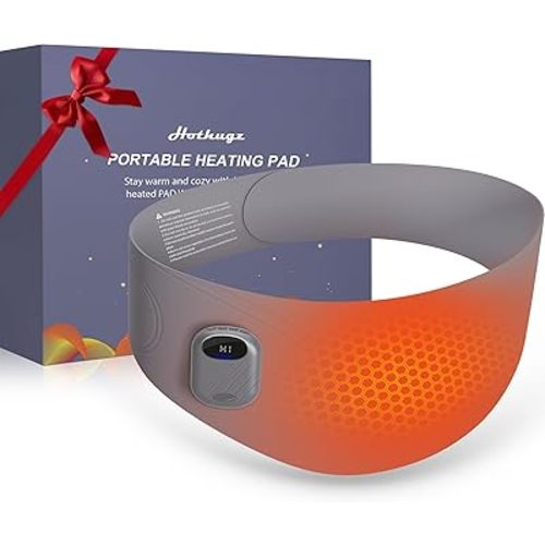 Portable Heating Pad for Period Cramps Relief, Cordless Wearable Menstrual Belt with Heat & Vibration Massage, Rechargeable Fast Heating Abdominal Warmer, Back Pain Cramps Relief Gifts （Dark Grey）