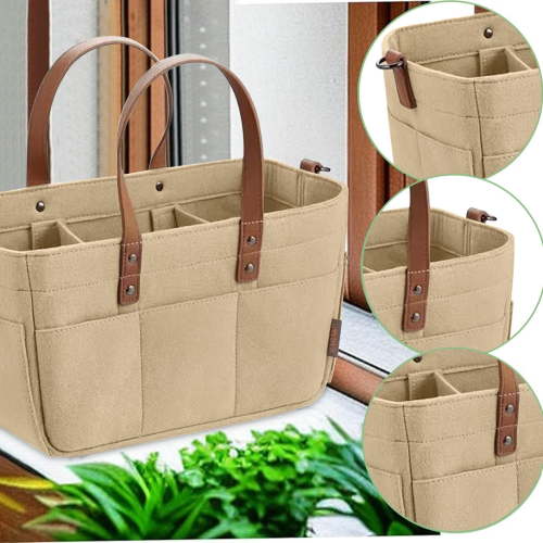 FHBVT Foldable Multifunctional Storage Bag Canvas Leather Blend Adjustable Compartments Diaper Caddy with 8 Outer Pockets Portable Lightweight for Home Baby Care Travel Car Nursery Storage Organizer