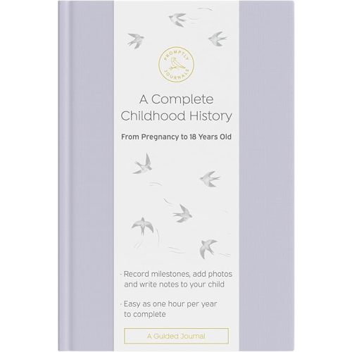 Promptly Journals, A Complete Childhood History: From Pregnancy to 18 Years Old (Lavender Purple, Linen) | Baby Book and Pregnancy Journal | Baby Memory Book