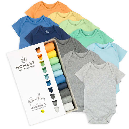 10-Pack HAPPY DAYS Rainbow Short Sleeve Bodysuits Gift Set | Honest Baby Clothing