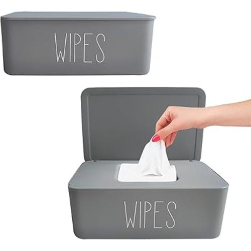 Moorfowl 2 Pack Baby Wipes Dispenser for Bathroom,7.28" L * 4.80" W * 2.75" H, Flushable Wipes Holder Container Sleek Funny Nursery and Baby Registry Essential