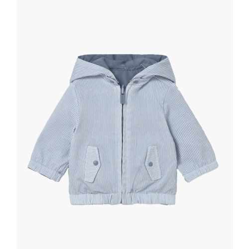 Striped Hooded Jacket Light Blue - 6m