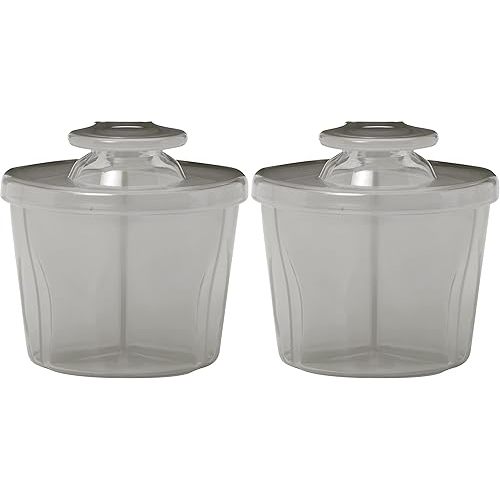 Dr. Brown's Baby Formula Dispenser with Snap-On Lid for On-The-Go Feedings, Milk Powder Dispenser for Traveling with Infant, Gray (Pack of 2)