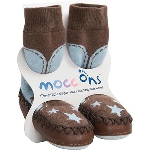 Cute Moccasin Style Slipper Socks - 24-36 Months, Blue Cowboy, (2-3 Years)