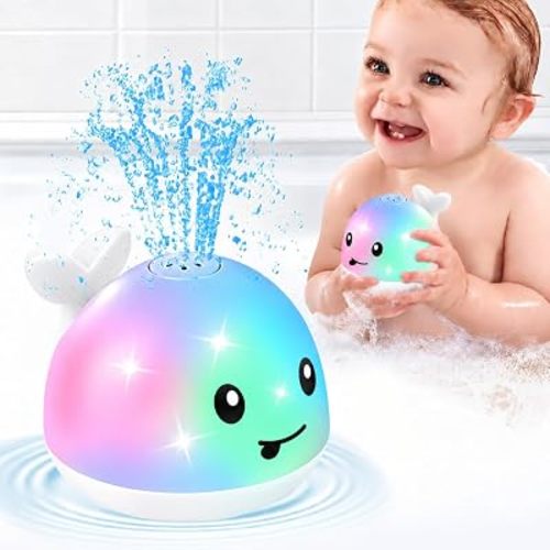 Gigilli Whale Bath Toy Sprinkler Light Up Baby Bath Toys for Babies Toddler