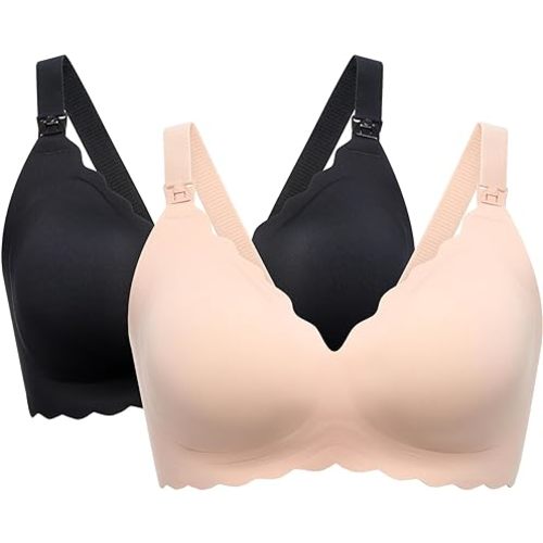 Momcozy Nursing Bras for Breastfeeding, YN46 Jelly Strip Support Comfort Maternity Bra, Seamless Soft Wirefree Pregnancy Bra