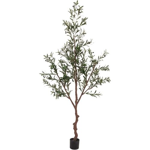 Retrograde 7ft Realistic Fake Olive Tree Silk Plant Artificial Trees for Home Decor Indoor Faux Olive Tree