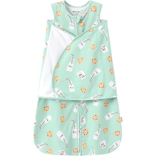 PATPAT Cotton Newborn Swaddle, Transition Sleep Sack, Milk & Cookies, 3-6M