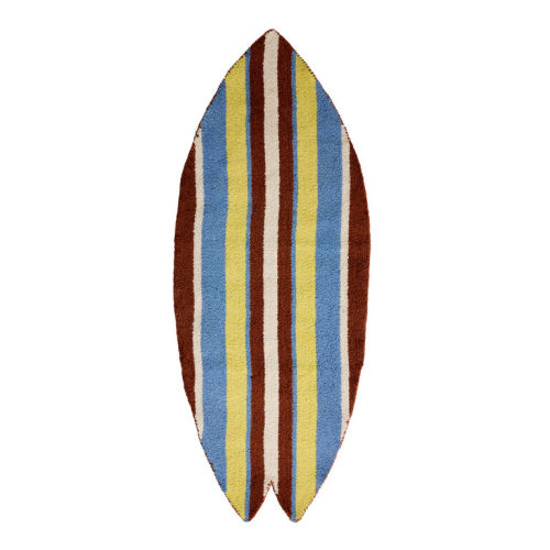 Multicolor Surfboard Shaped Hand Hooked Indoor Outdoor Rug