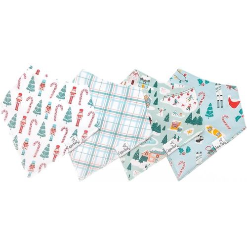 Copper Pearl Baby Bibs 4 Pack, Printed Bandana Drool Bibs for Baby Girl & Boy, Soft Cotton Drooling Teething Bibs