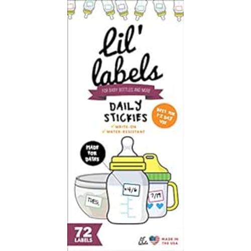 Date Labels, Bottle Labels, Write-On for Daycare, Removable Labels, Food Container Jar Kitchen Labels, Freezer-Safe Breast Milk Storage Bag Labels, Blank, Washable, Multi-Color