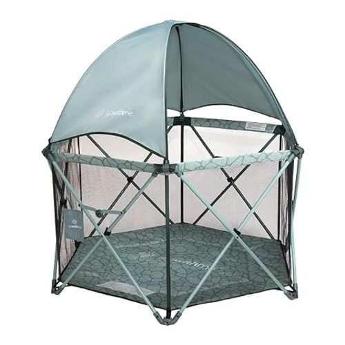 Baby Delight Go with Me Eclipse Deluxe Portable Playard | Playpen | Sun Canopy | Indoor and Outdoor | Ultra Padded Nylon Floor | Grey