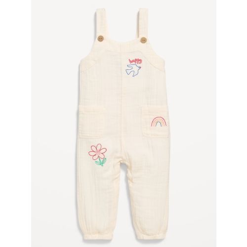 Double-Weave Embroidered Overalls for Baby