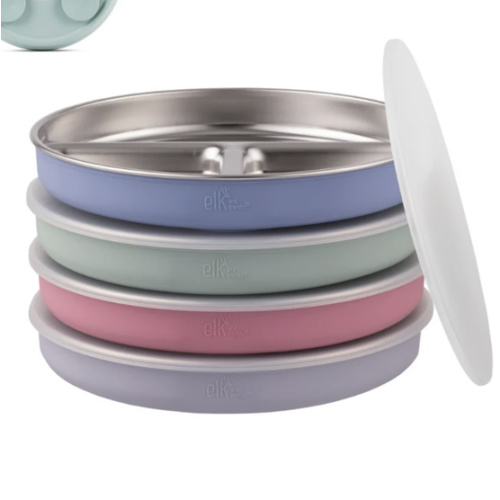 7.8" Stainless Steel Divided Plates with Suction Sleeve