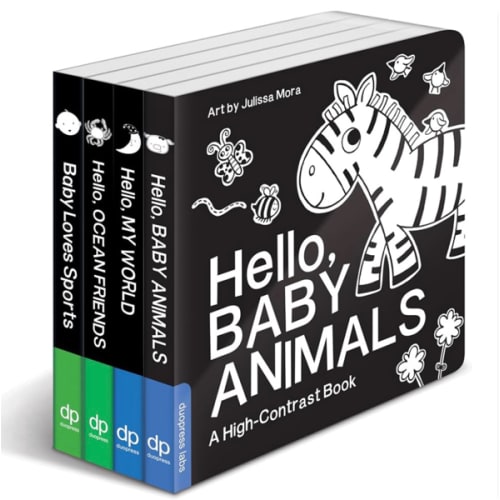 High Contrast Baby Book Set: 4 Board Books for Newborns