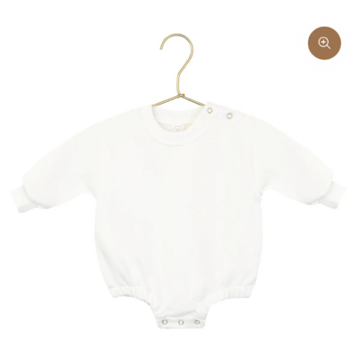 Sweatshirt Romper - White, 6-12 Months