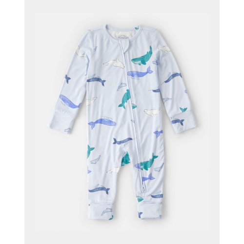 Baby Whale PurelySoft 2-Way Zip Snug Fit Sleep & Play Pajamas - Blue