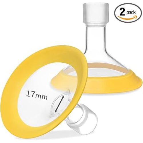 17mm Oval Flanges Shields Compatible with Medela Pumps, Replacement Parts for Pump in Style, Symphony, Swing Maxi, Harmony and Personalfit Flex–Breast Pump Accessories