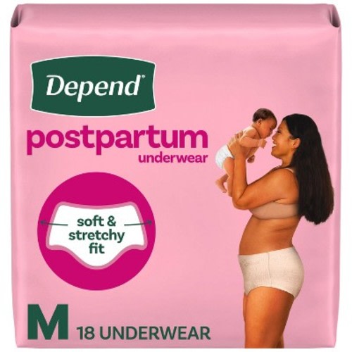 Depend Postpartum Women Incontinence Convenience Underwears - Maximum Absorbency - Medium -18ct