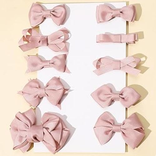 Baby Girls, 10 Pcs Grosgrain Boutique Solid Color Ribbon Mini Hair Bows Clips Bows Barrettes Baby Girl Hair Clips Cute Hair Accessories Set for Baby Girls Teens Kids Toddler Children（Style 1）
