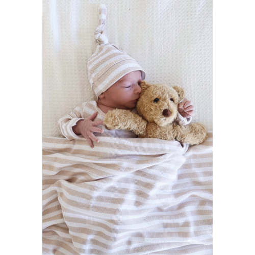 Latte Stripes Bamboo Waffle Oversized Swaddle Blanket