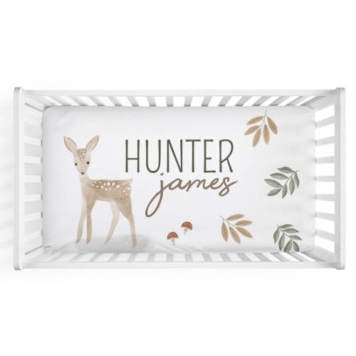 Finleys Fawn Personalized Crib Sheet