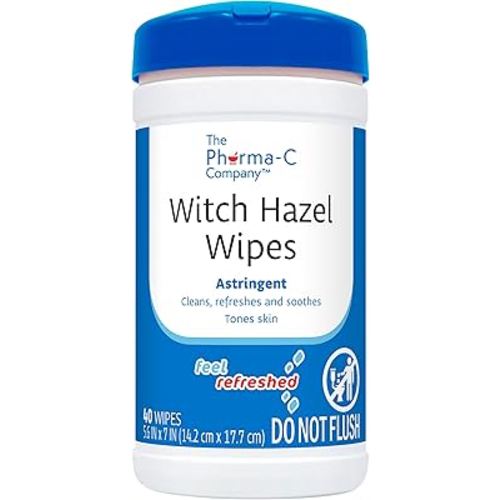 The Pharma-C Company Witch Hazel Wipes [40 Wipes] - Daily Toner & Astringent Cleansing Cloths For Face