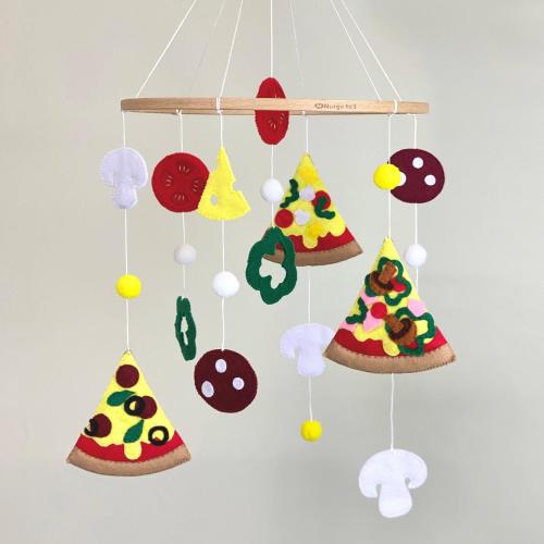 Felt Pizza Baby Mobile: Food Theme Crib Decor