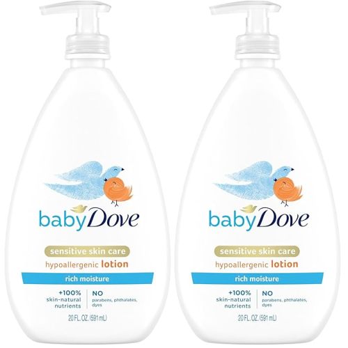 Baby Dove Sensitive Skin Care Body Lotion For Delicate Baby Skin Rich Moisture With 24-Hour Moisturizer, 20 fl oz (Package May Vary)