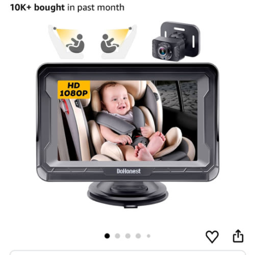 DoHonest Baby Car Camera HD 1080P - Rear-Facing Car Baby Monitor with Night Vision, Adjustable View Angle, Easy Setup, Anti-Glare Display, Safety for Kids & Infants