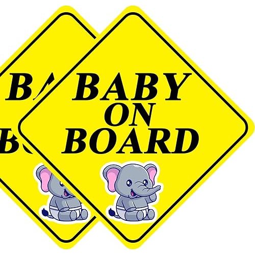 Baby on Board Signs for Car Magnet, Reflective Babies on Board Magnet for Car, Kids Magnetic Safety Sign First Warning for Parents 4.7 Inch (Yellow - 2 Pack)