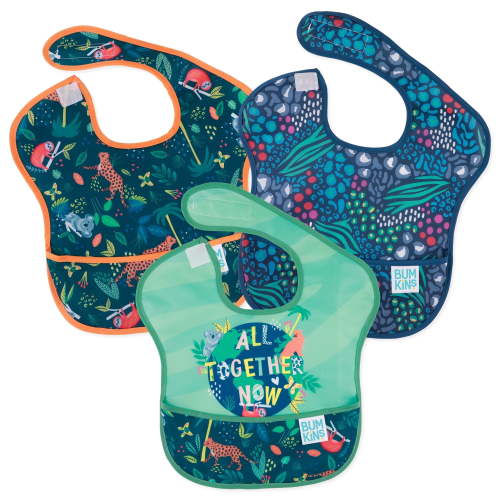Bumkins Baby Bibs, SuperBib 3-Pack, Baby & Toddler Ages 6-24 Mos (All Together Now)
