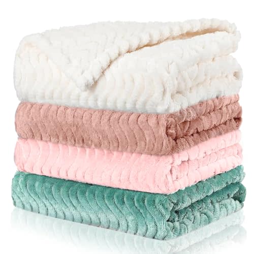 Frienda 4 Pcs Baby Fuzzy Blanket Fluffy Baby Blanket for Boys Girls Soft Warm Infant Newborn Toddler Receiving Nursery Bed Supplies, 32 x 24 Inch(Pastel Color)