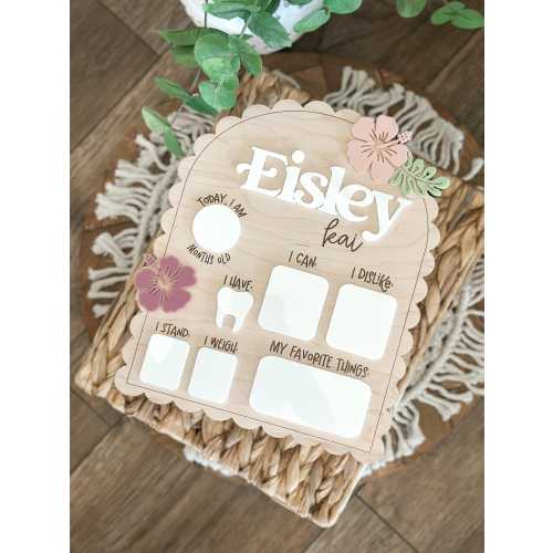 Hibiscus Milestone Board, Girl Monthly Milestone, Dry Erase Milestone Board, Reusable Milestone Board, Baby Girl, Tropical