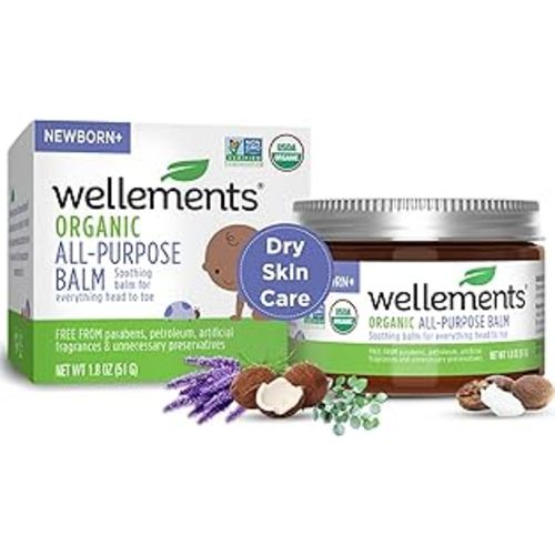 Wellements Organic All Purpose Balm for Babies and Kids (1.8 Fl Oz) | Gentle and Soothing All Over Baby Ointment* for Dry, Chafed and Sensitive Skin | Free from Petroleum, Parabens and Fragrances
