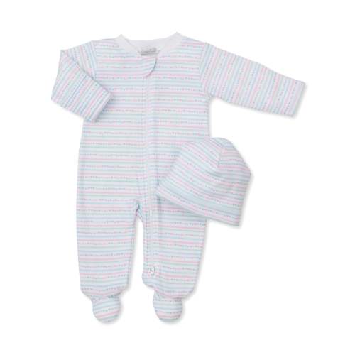 Nighty Night Stripes Zip Footie & Hat Set