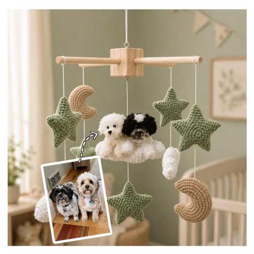 Custom Baby Mobile with Pet Look Alike ,Personalized Nursery Decor from Your Pet Photo, Pet Look Alike Baby Mobile, Gift For Newborn
