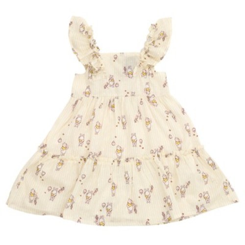 Disney Winnie the Pooh Infant Baby Girls Square Neck Ruffle Dress Pale Yellow The 12 Months