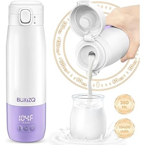 Portable Bottle Warmer for Travel,Portable Milk Warmer for Baby-12oz Ceramic Heater Heating,Fast Charging & Cordless Portable Baby Bottle Warmer -Dual Heating Modes for Breast Milk & Water,Purple