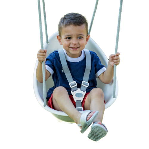 Swurfer Coconut Toddler Swing – Comfy Baby Swing Outdoor, Safe Quick Click Locking System, Easy Installation, Ages 6 - 36 Months, White