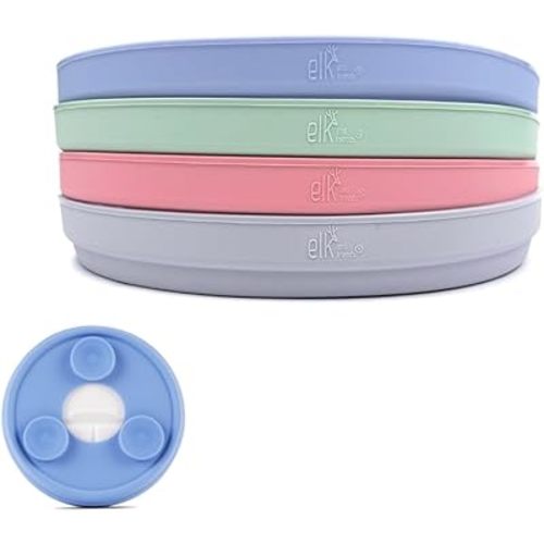 Elk and Friends Kids 6.7" Porcelain Plate Silicone Suction Sleeves | Microwave & Dishwasher Safe
