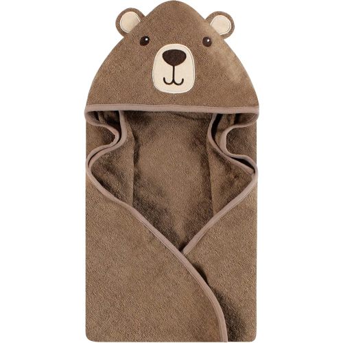 Hudson Baby Unisex Baby Cotton Animal Face Hooded Towel, Brown Bear, One Size