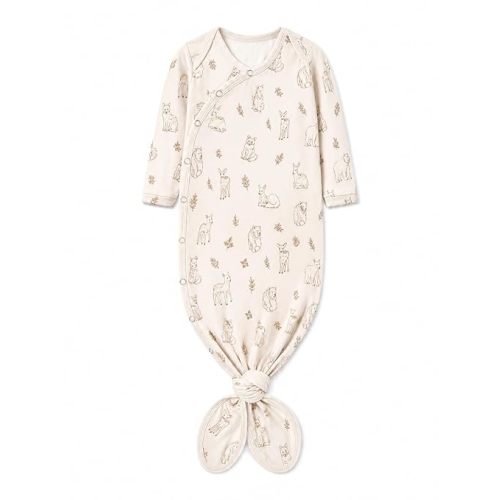 Copper Pearl Baby Gown - Knotted Newborn Sleepers for Baby Boy and Girl, Soft Stretchy Long Sleeve Infant Gowns with Bottom Tie and Hand Mittens, Perfect Hospital Coming Home Outfit (Dylan)