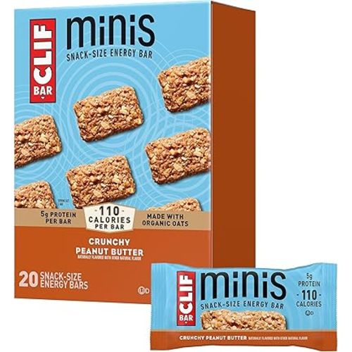 CLIF BAR Minis - Crunchy Peanut Butter - Made with Organic Oats - 5g Protein - Non-GMO - Plant Based - Snack-Size Energy Bars - 0.99 oz. (20 Pack)